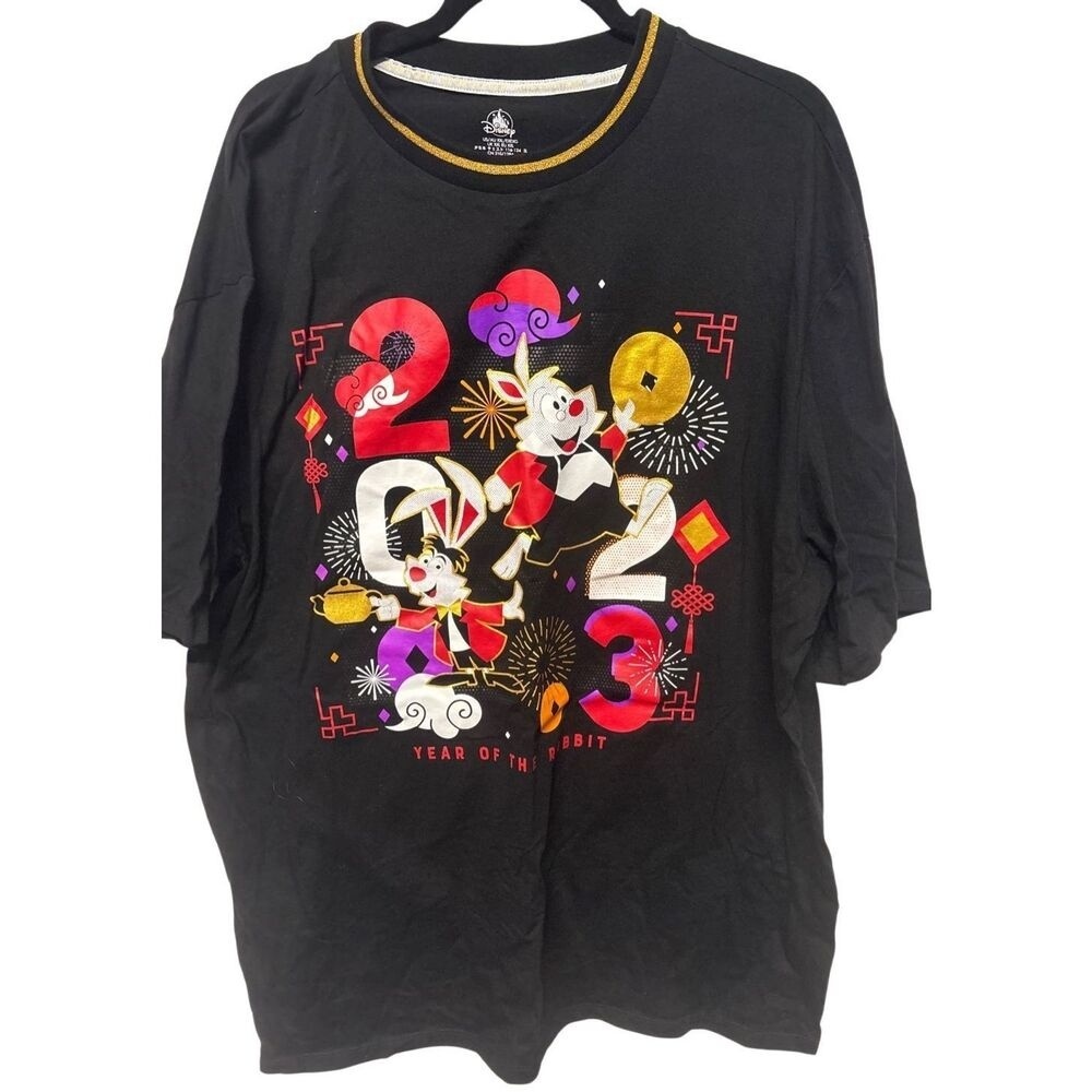 Disney Lunar 2023‎ Year Of The Rabbit T-Shirt Black Womens Size XXL